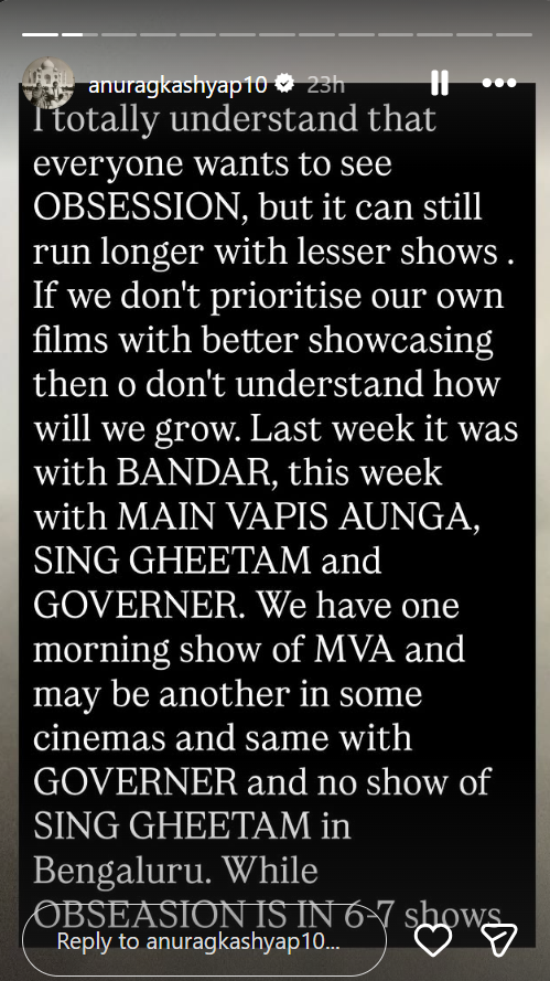 Anurag Kashyap SLAMS theatres for giving Hollywood's ‘Obsession’ better show timings than ‘Bandar’ and ‘Main Vaapas Aaunga’ | Hindi Movie News