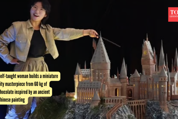 Self-taught woman builds a miniature city masterpiece from 60 kg of chocolate inspired by an ancient Chinese painting |