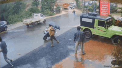 Seconds before disaster: CCTV shows Wayanad landslide sweeping away fuel tanker; 2 dead, 7 missing | India News