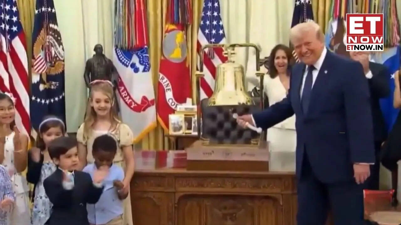 US Stock Market Historic First! Donald Trump rings NYSE, Nasdaq opening bell from Oval office - Markets