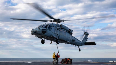 US navy helicopter makes emergency water landing in Arabian Sea; one crew member missing