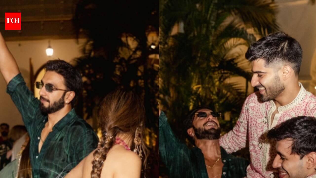 Ranveer Singh dances at a family wedding, carries the groom in VIRAL PICS, looks dapper in a green kurta - WATCH VIDEO | Hindi Movie News
