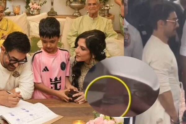 Aamir Khan's chunky silver anklet teamed with dhoti steals the show as he gets married to Gauri Spratt, the couple twinned in ivory - WATCH VIDEO | Hindi Movie News