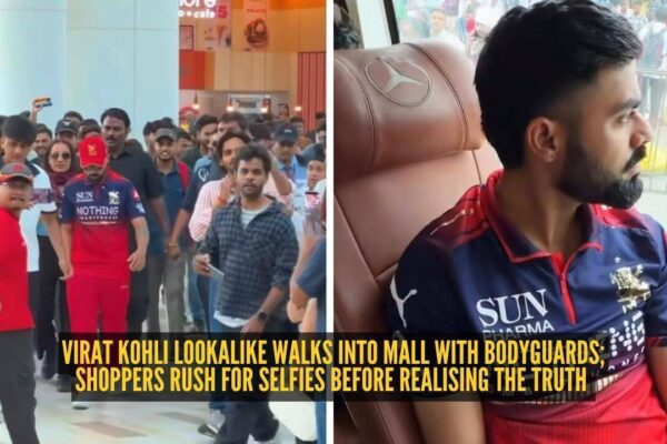 Virat Kohli lookalike walks into mall with bodyguards; shoppers rush for selfies before realising the truth |