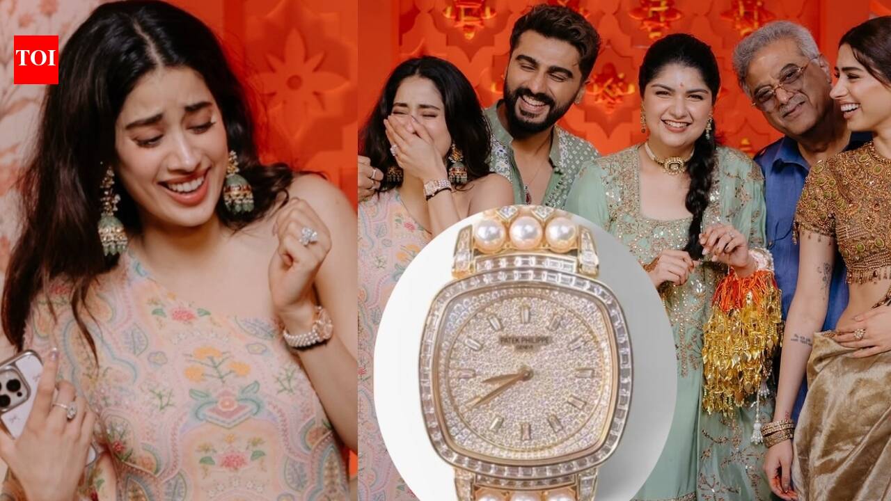 Janhvi Kapoor wears Rs 2.5 crore watch studded with 251 diamonds and a pearl strap at Anshula Kapoor's chooda ceremony, stuns in a pastel dress |