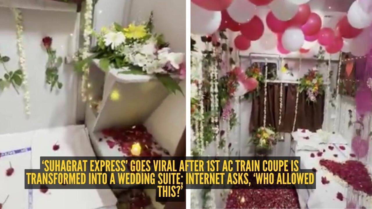 ‘Suhagrat Express’ goes viral after 1st AC train coupe is transformed into a wedding suite; internet asks, ‘Who allowed this?’
