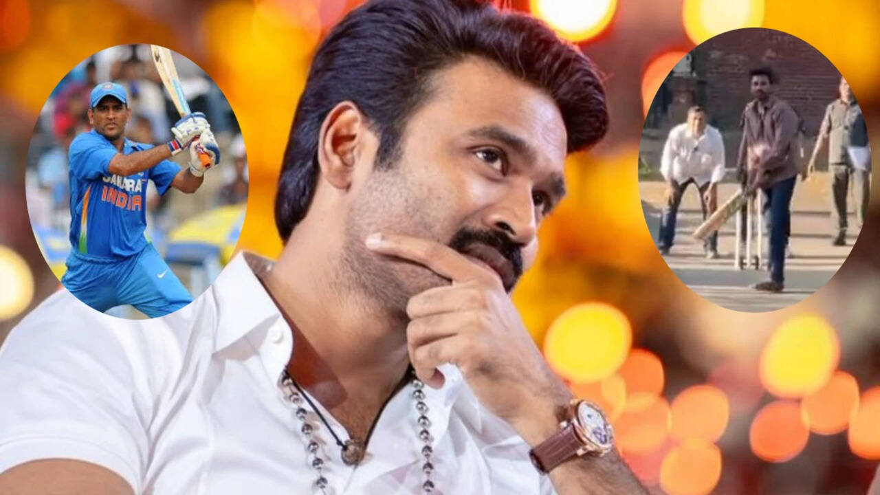 Dhanush enjoys a fun cricket session at the set; 'OM' actor's Dhoni-style shots leave fans mesmerised | Tamil Movie News