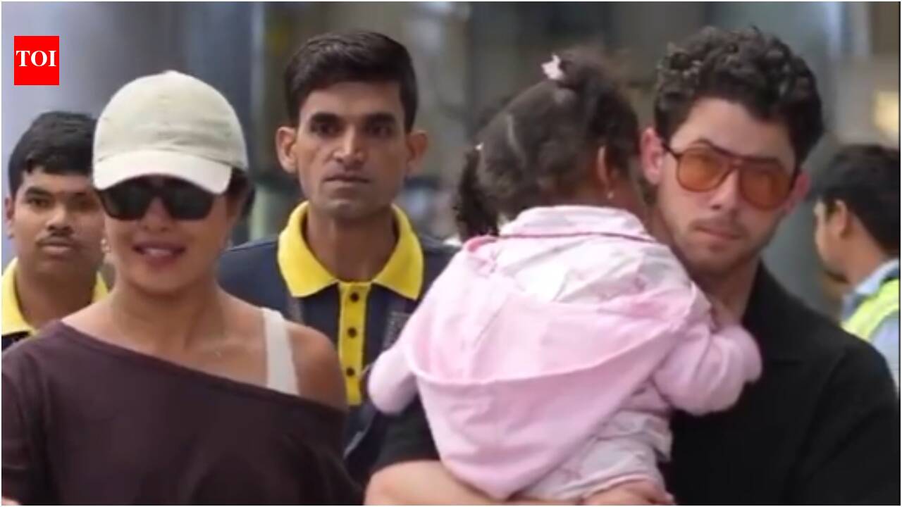 Priyanka Chopra lands in Hyderabad for SS Rajamouli’s ‘Varanasi’; Nick Jonas carrying Malti wins hearts - Watch |