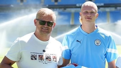 Who is Erling Haaland's father, and has he represented Norway at the FIFA World Cup?