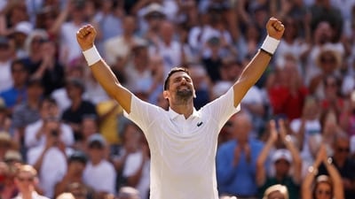 Dashing Novak Djokovic matches Roger Federer with 105th win at Wimbledon
