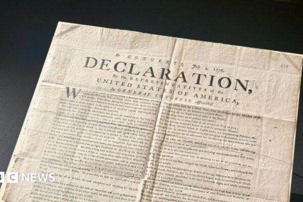 Rare copy of US Declaration of Independence found by volunteer in UK archives