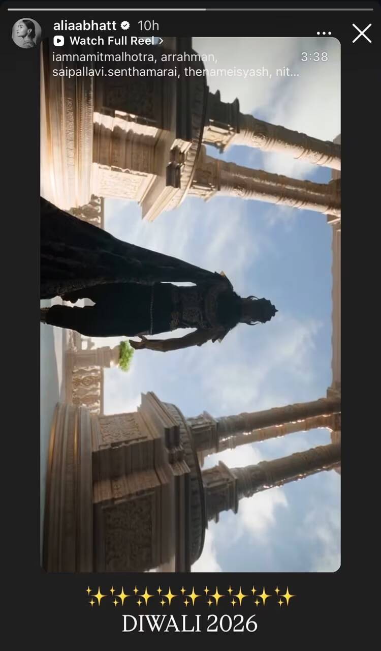 Alia Bhatt gives a short and sweet shout to husband Ranbir Kapoor's 'Ramayana' trailer | Hindi Movie News