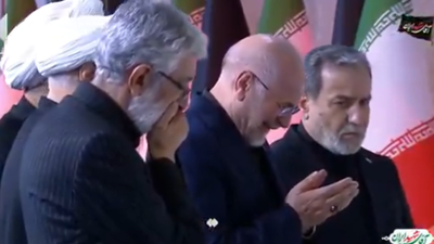 Watch: Top Iranian leaders, including Ghalibaf, break down as Ayatollah Khamenei's week-long funeral begins