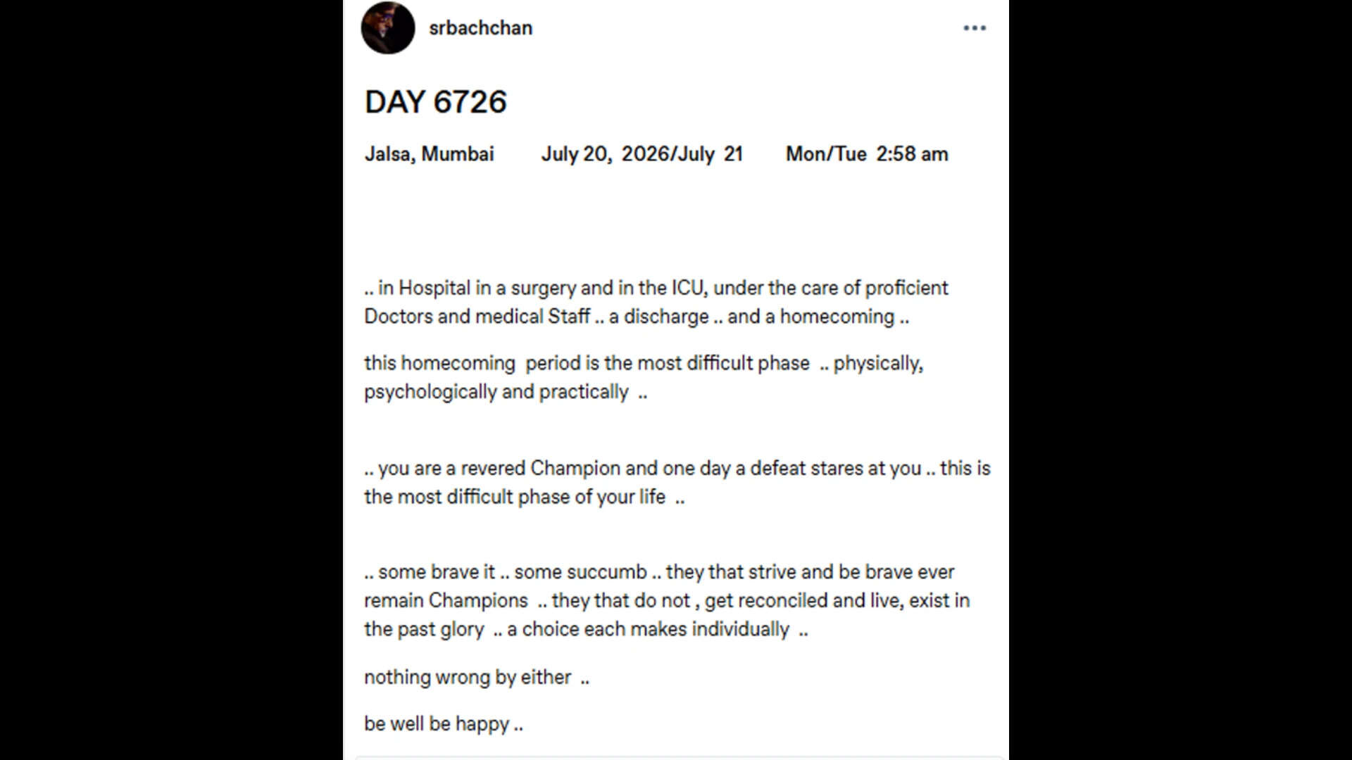 Amitabh Bachchan sparks health concerns over blogs post on hospitalisation; says 'in Hospital in a surgery and in the ICU' |