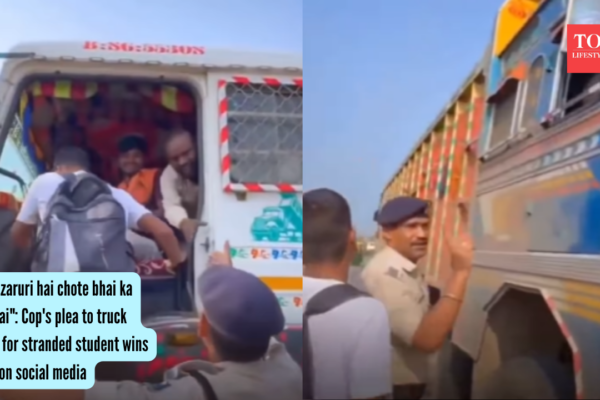 "Bahut zaruri hai chote bhai ka exam hai": Cop's plea to truck drivers for stranded student wins hearts on social media |