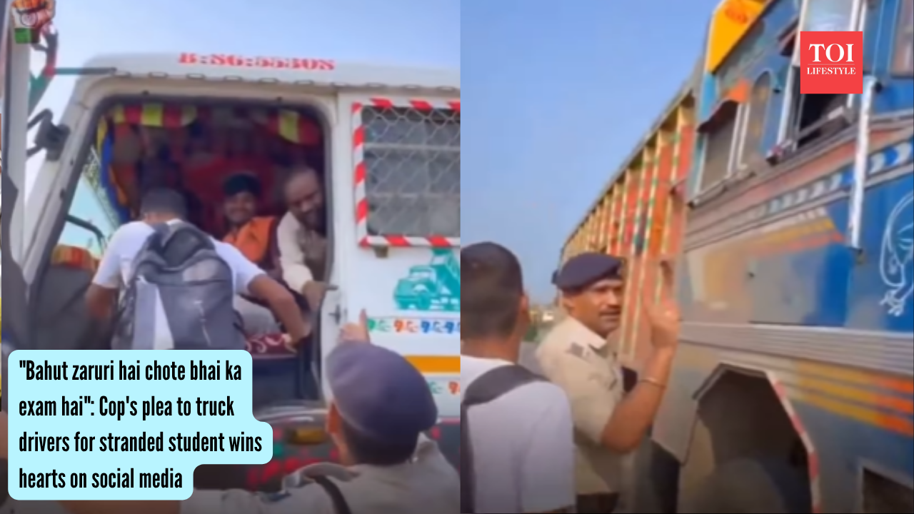 "Bahut zaruri hai chote bhai ka exam hai": Cop's plea to truck drivers for stranded student wins hearts on social media |