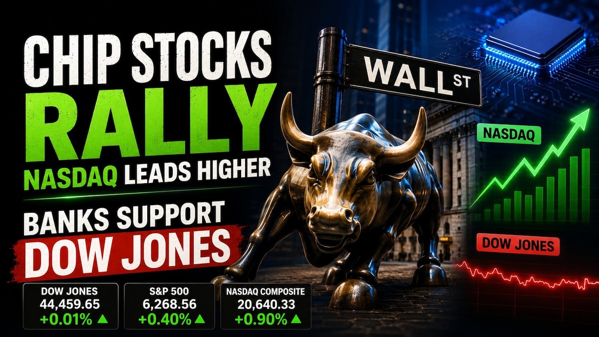 Chip stocks rally leads Nasdaq higher while banks offset IBM pressure on Dow Jones