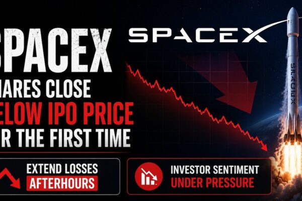 SpaceX shares close below IPO price for the first time, extend losses afterhours; Here's why