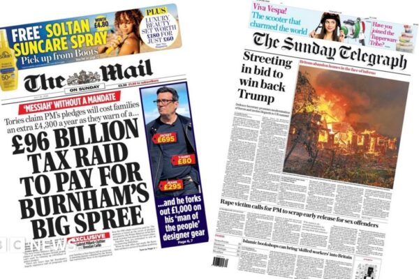 UK papers: 'Burnham's big spree' and Streeting 'bid to win back Trump'