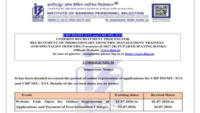 IBPS PO, SO recruitment 2026: Registration deadline extended till July 26, check steps to apply