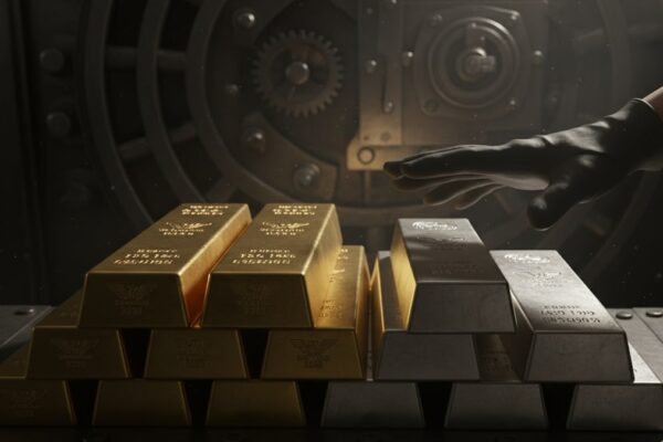 Gold heads for first monthly gain in five months; silver eases