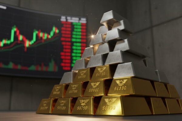 Gold trades near seven-month low; silver drops 3%