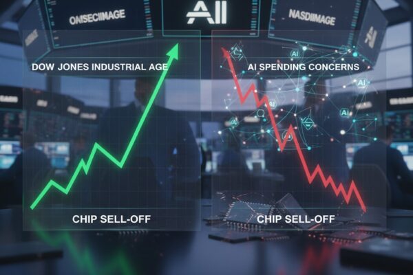 US stock markets today: Dow rises, Nasdaq falls as chip sell-off fuels fresh concerns over AI spending