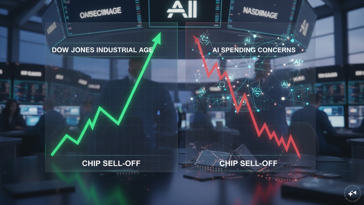 US stock markets today: Dow rises, Nasdaq falls as chip sell-off fuels fresh concerns over AI spending