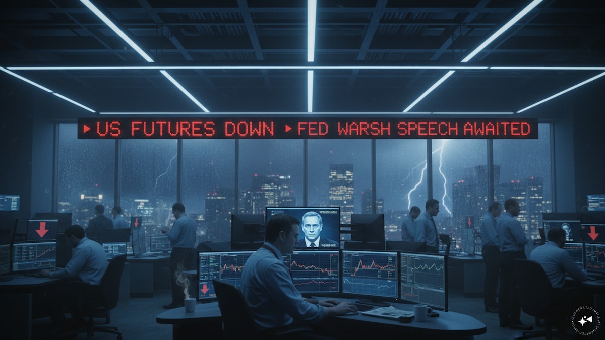 US futures trade lower ahead of Fed Chair Kevin Warsh's speech