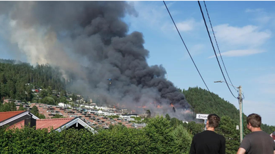 Watch: Largest residential fire in Norway's modern history destroys at least 100 homes; triggers mass evacuation