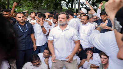 'Kya jugalbandi hai': AAP's swipe at BJP, Cong as Rahul Gandhi leads sit-in outside PM's residence over CJP protest | India News