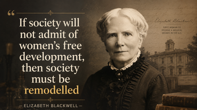 Quote of the day by Elizabeth Blackwell: Why "If society will not admit of woman's.." is a timeless call for equality |