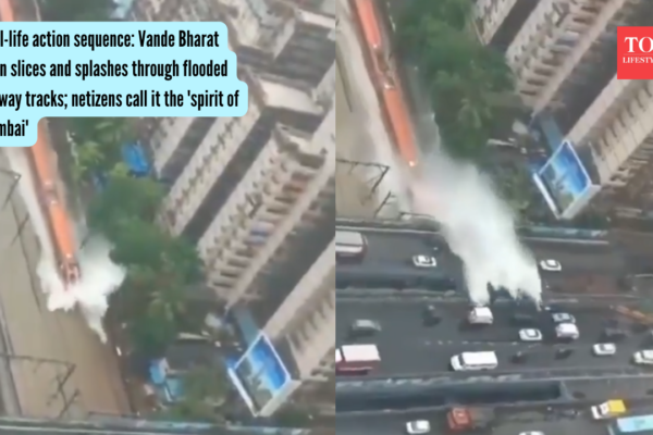 Real-life action sequence: Vande Bharat train slices and splashes through flooded railway tracks; netizens call it the 'spirit of Mumbai' |