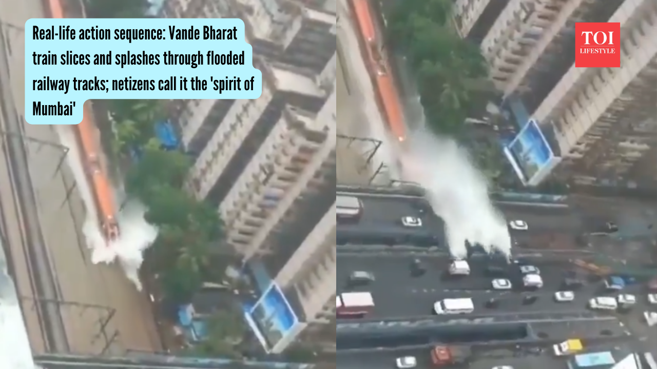 Real-life action sequence: Vande Bharat train slices and splashes through flooded railway tracks; netizens call it the 'spirit of Mumbai' |