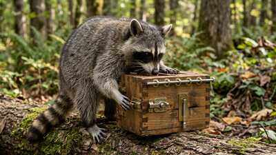 Scientists gave wild raccoons four-lock puzzle boxes to test their problem-solving skills, but the animals opened them using completely different techniques |
