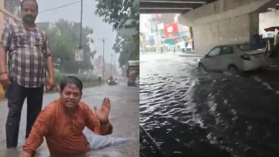 'Red' alert issued in Delhi as heavy rain lashes NCR, waterlogging in several areas | Delhi News