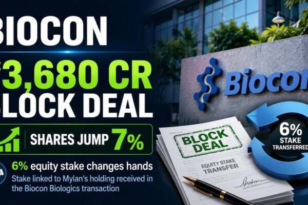 Biocon shares jump 7% after equity worth ₹3,680 crore changes hands in block window deal