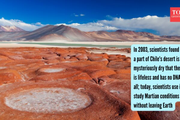 Atacama Desert: In 2003, scientists found that a part of Chile's desert is so mysteriously dry that the soil is lifeless and has no DNA at all; today, scientists use it to study Martian conditions without leaving Earth