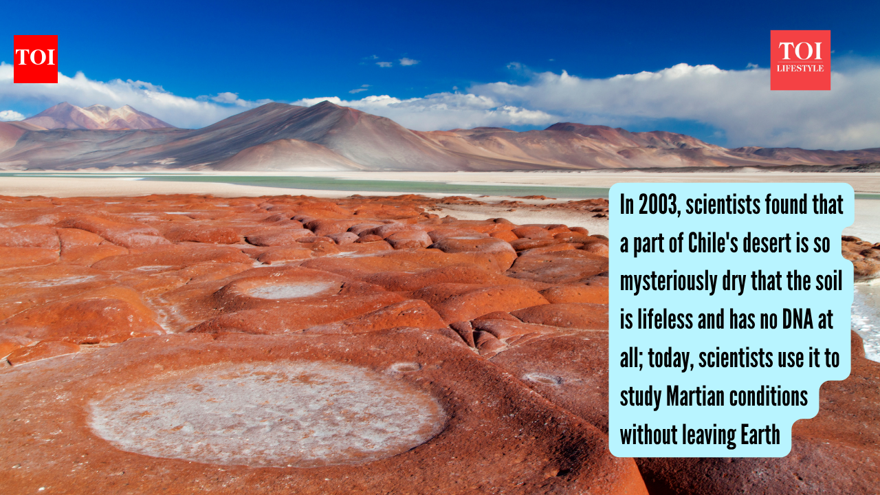 Atacama Desert: In 2003, scientists found that a part of Chile's desert is so mysteriously dry that the soil is lifeless and has no DNA at all; today, scientists use it to study Martian conditions without leaving Earth