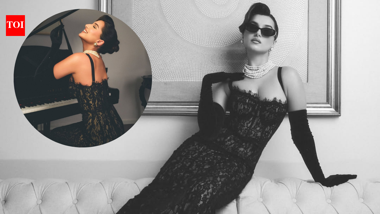 Tara Sutaria channels her inner Rita Hayworth and Lauren Bacall, serves Hollywood noir in Rs 44,000 black lace gown for 'Toxic' promotions with pearls worth Rs 7.42 lakh