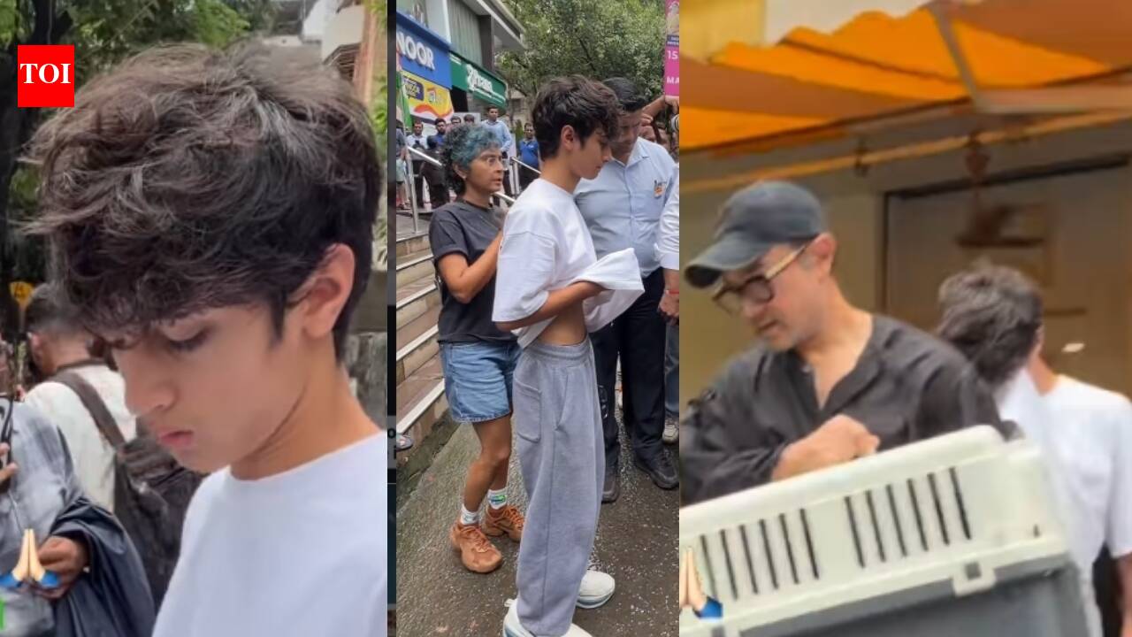 Aamir Khan, Kiran Rao look stressed, son Azad Rao cries while they are spotted outside a pet clinic in Mumbai, sparking concern over their cat’s health