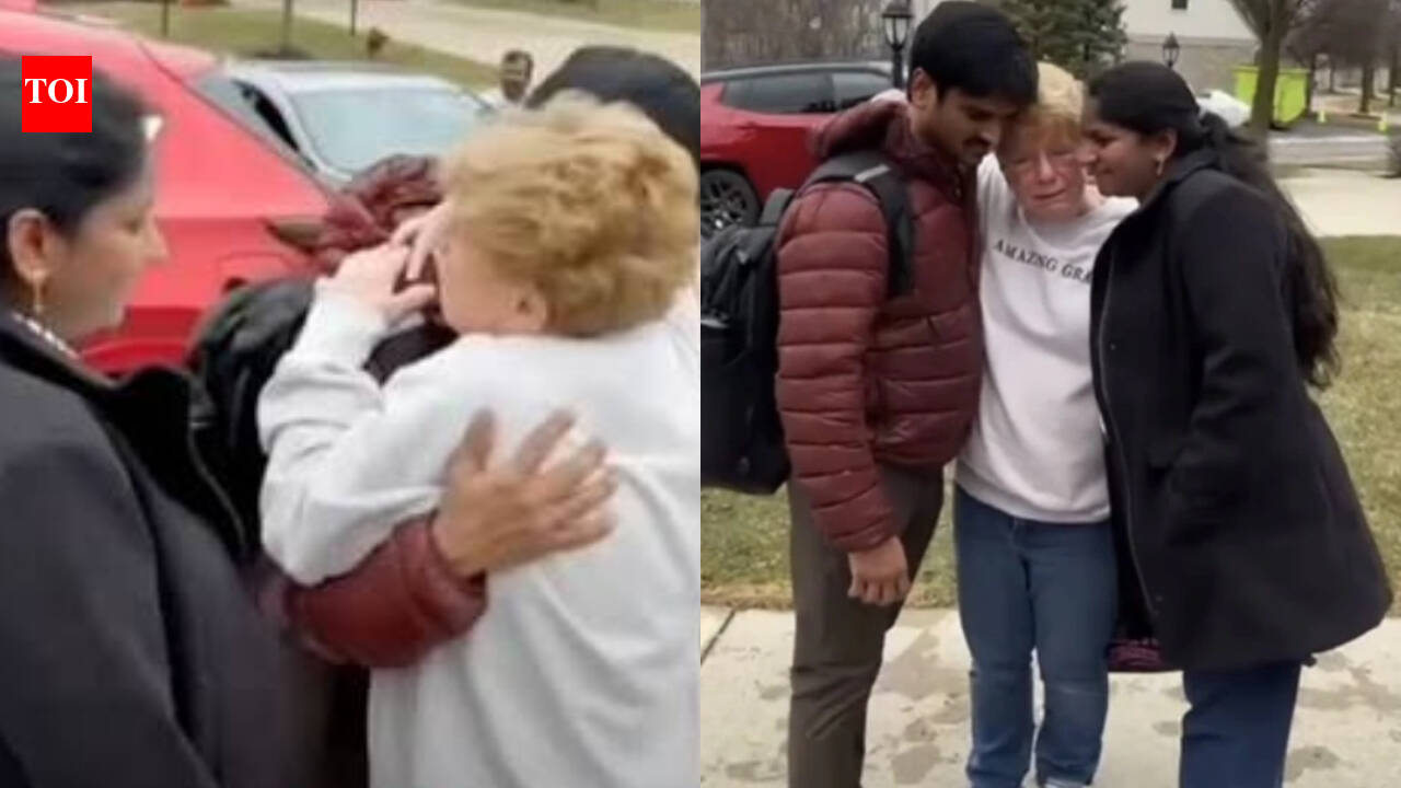 American woman can’t hold back tears as Indian neighbours leave for India