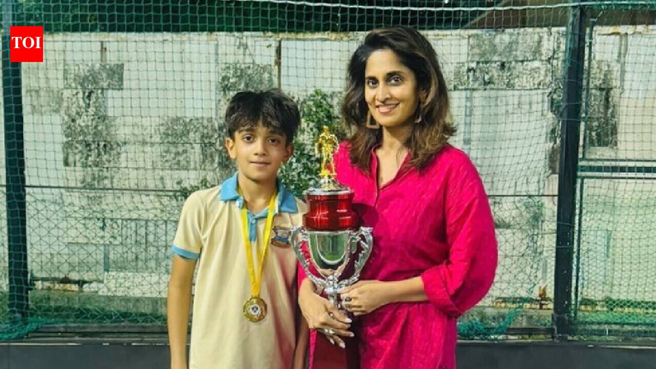 Aadvik Ajith wins football championship: Shalini’s proud mother moment with son’s trophy steals spotlight | Tamil Movie News