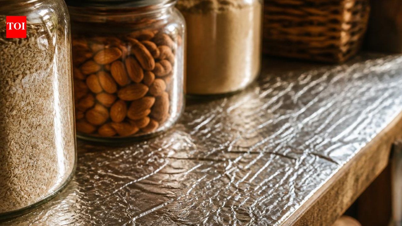 Aluminium Foil Shelf Lining: Aluminium foil shelf-lining hack: Simple DIY trick to keep shelves clean and make cleaning easier
