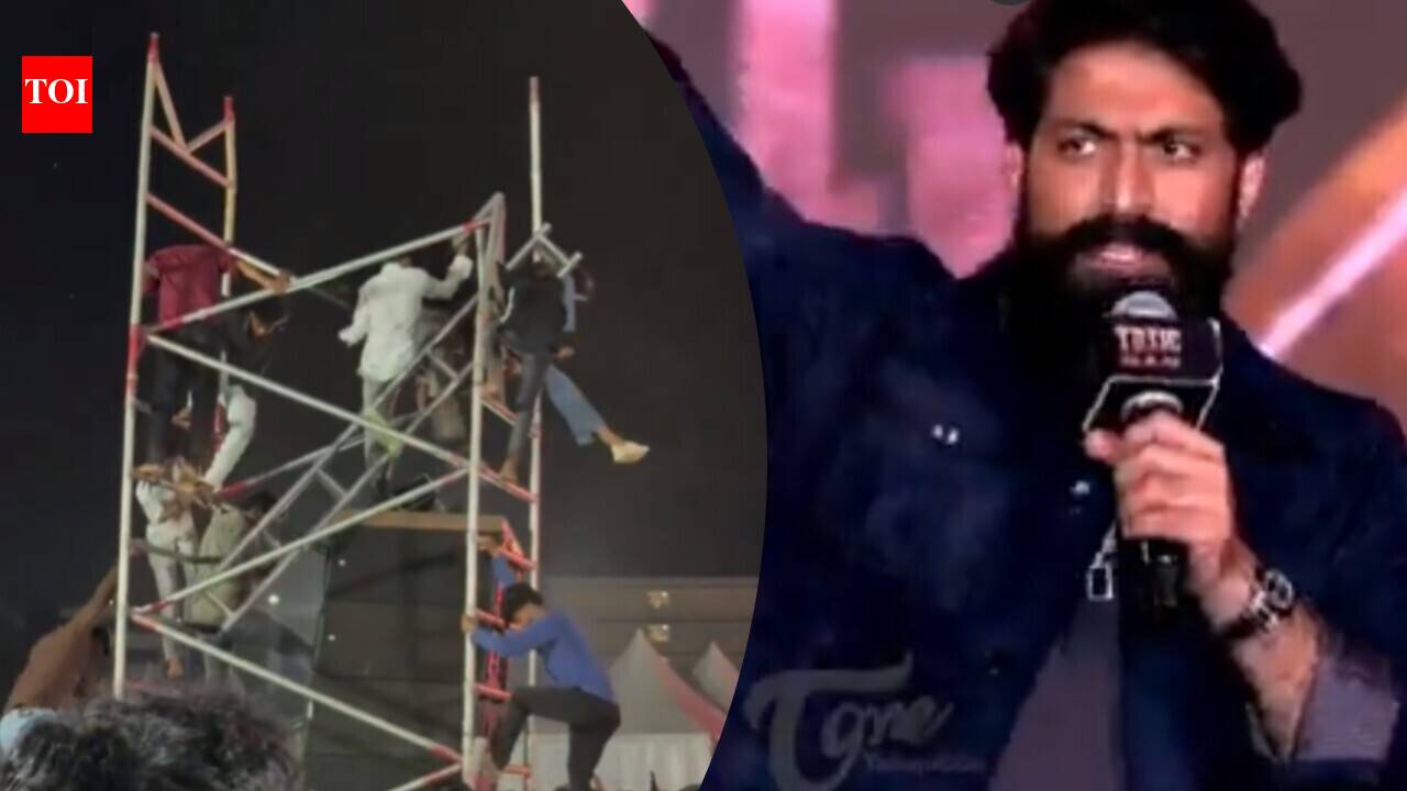 Two students injured in a mishap at Yash’s ‘Toxic’ pre-release event: Sound setup collapses at Hyderabad venue | Kannada Movie News