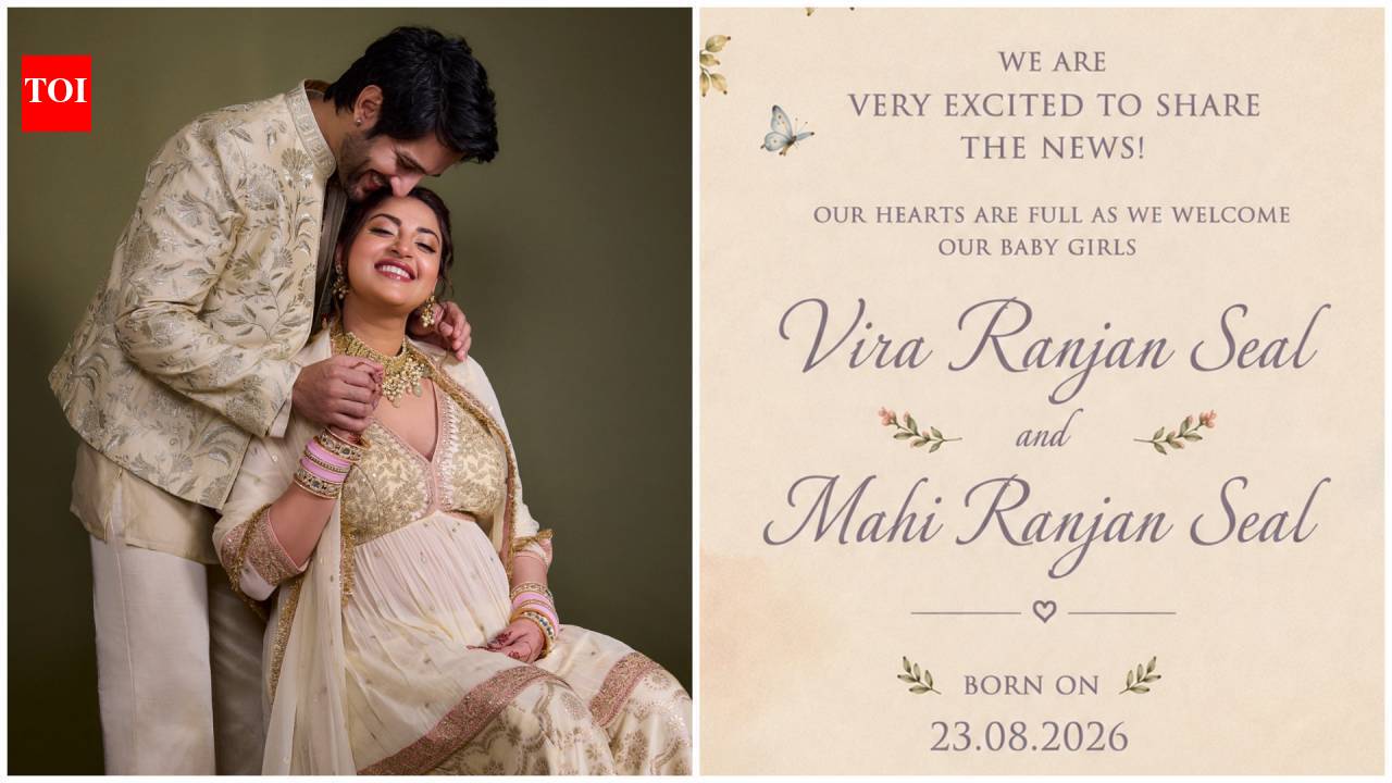 Aditya Seal and Anushka Ranjan welcome twin baby girls; announce names Vira and Mahi, call daughters their 'sunshines' | Hindi Movie News