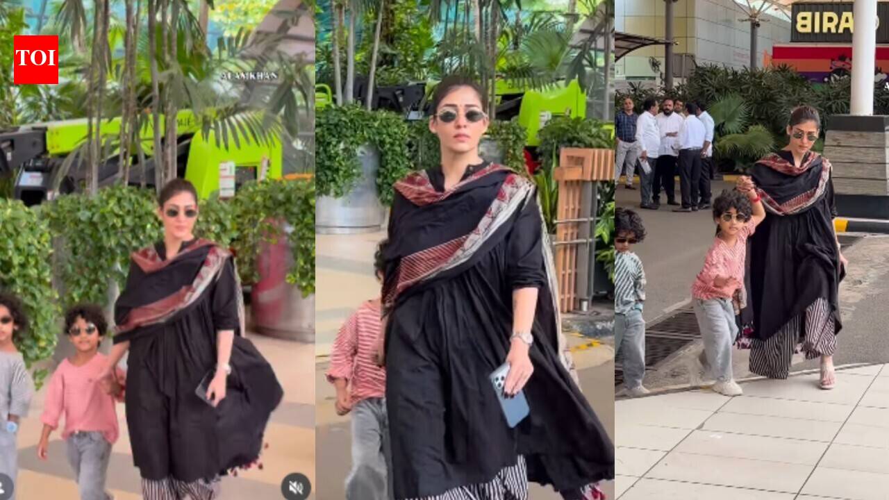 Nayanthara spotted at Mumbai airport with twin sons Uyir and Ulag, ‘Toxic’ actress’ supermom moment wins hearts |