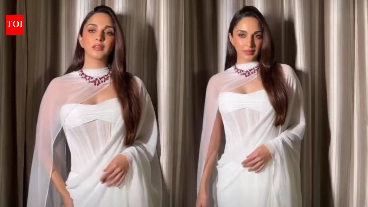 Kiara Advani looks stunning in a white chiffon saree and breathtaking 78-carat ruby necklace |