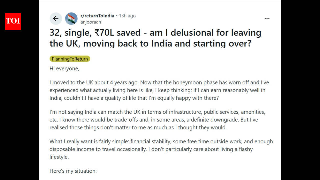 ‘Honeymoon phase’ over: NRI with Rs 70 lakh savings wants to quit UK life and return to India |