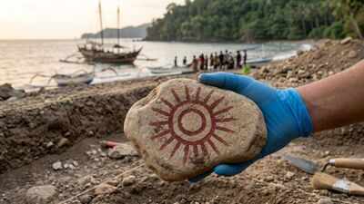 4,000-year-old painted stone in Indonesia reveals symbolic art carried by ancient Austronesian maritime voyagers | World News